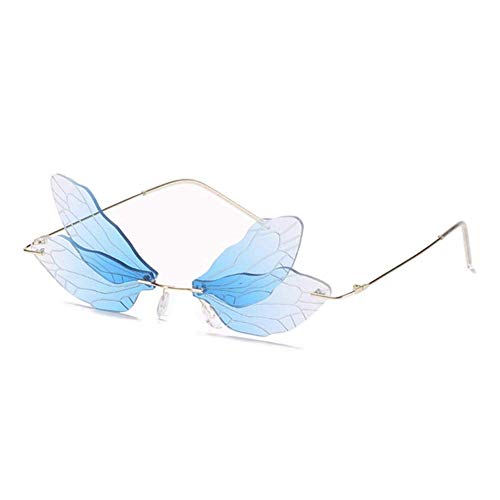Image of ENTHYI Dragonfly Wing Shape Sunglasses for Women /Men Frameless Irregular Glasses Shades Party Sun Glasses