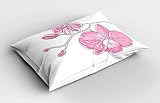 ABAKUHAUS orchidées Taie d'oreiller, Fleurs Simples dessiné à la Main, Décorative et Imprimée de Taille Standard, 80 cm x 40 cm, Rose pâle Blanc
