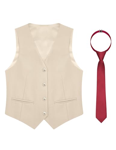 Image of Boy's 4 Button Formal Suit Vest with Tie