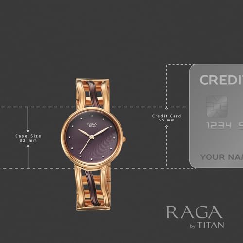 Image of Titan Raga Sierra with Brown Dial Rose Gold&Brown Brass Strap Watch for Women - 95388KM01
