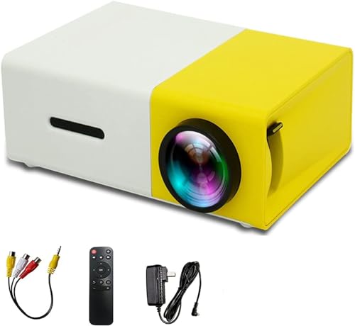 COOLEAD Mini Proyector Portátil 1080P HD - Compatible con Teléfono Móvil/AV/Micro SD/HDMI/USB - Proyector Portátil para Cine en Casa - Calidad de Imagen Sorprendente (Amarillo)