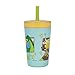 Nuby Thirsty Kids Flexstraw Stainless Steel Insulated Toddler Cup with Leak-Resistant Silicone Straw, Easy-Clean Valve & 12 oz Capacity – Travel Cup with Fun Prints, Dinosaurs