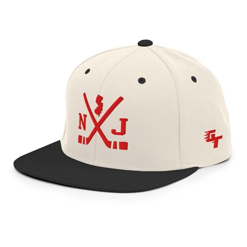 New Jersey Hockey Sticks Retro NJ Snapback Hat Baseball Cap Natural/Black
