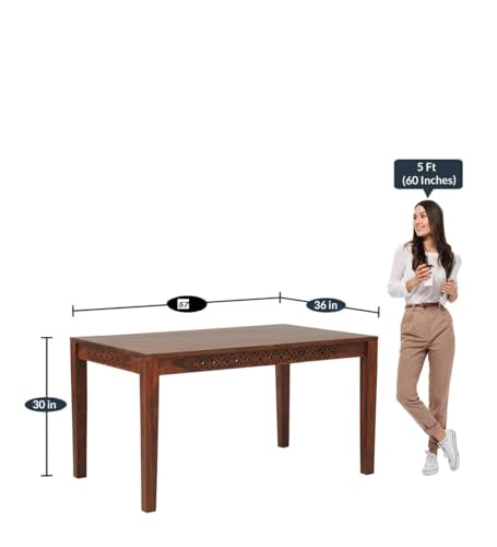 Image of CUSTOM DECOR Solid Sheesham Wood 6 Seater Dining Table Set (Pure Sheesham Wood)