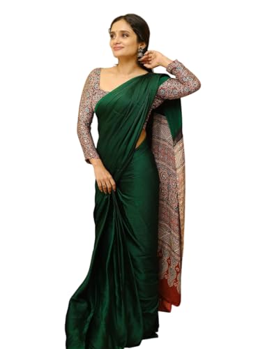 Image of SATIKA VASTRAM Modal Silk Ajrakh Saree Bandhani Design Crepe Printed Designer Pallu Attach Blouse Piece