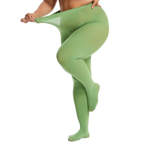 Image of Frola Plus Size Tights for Women Semi Opaque Control Top High Waist Stockings 60 Denier Women's Pantyhose 2X 3X 4X 5X