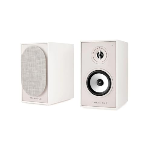 Triangle - Enceintes Actives BOREA BR03 Connect - Enceintes Bibliothèque Bluetooth avec Amplificateur 2X 60W - Audio HD - Entrées Phono/Platine TV Arc & USB - 206 x 360 x 314 mm - Crème (Paire)