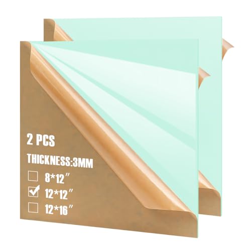 Image of 2pcs Pastel Cell Cast Acrylic Sheets blueish Green 1 /8inch (3mm) 11.75x11.75 300x300mm Glossy Matte Laserable Plexiglass Sheets Plasitc Board for Laser Cutting Engraving DIY Project Craft Sign