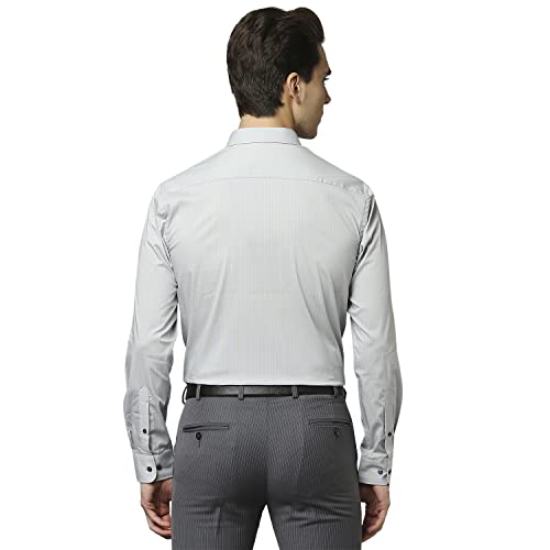 Image of Park Avenue Men's Cotton Blend Stripe Pattern Slim Fit Semi Cutaway Collar Full Sleeve Formal Shirt