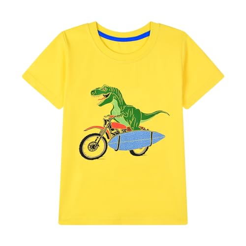 Image of HILEELANG Toddler Boy Short Sleeve Tee Shirts Summer Cotton Casual Graphic Crewneck Tshirt Packs