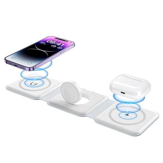 Wireless Charger 3 in 1, Magnetic Foldable Wireless Charging Station for iPhone 14/13/12/11 Pro Max/X/Xs Max/8/8 Plus, AirPods 3/2/pro, iWatch Series 7/6/5/SE/4/3/2 (Adapter Included)