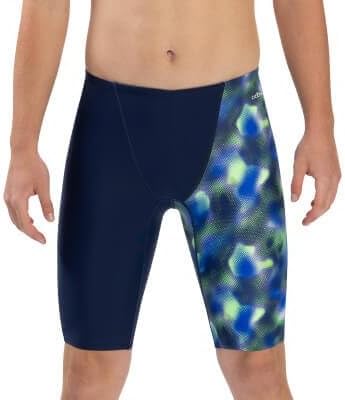 XtraSleek Men's Magma Blue and Green Asymmetrical Jammer