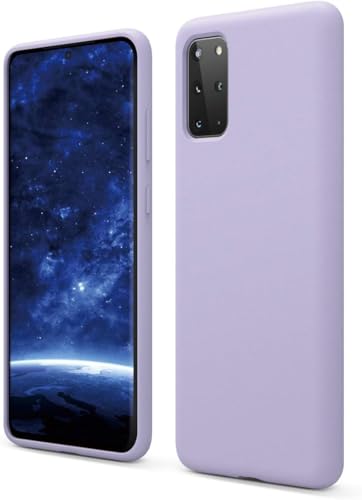 Image of MOBILOVE Back Cover Case for Samsung Galaxy S20 Plus | Pure Liquid Soft Matte Silicone Case with Logo and Comes with Camera and Screen Protection Back Cover for Samsung Galaxy S20 Plus (Purple)
