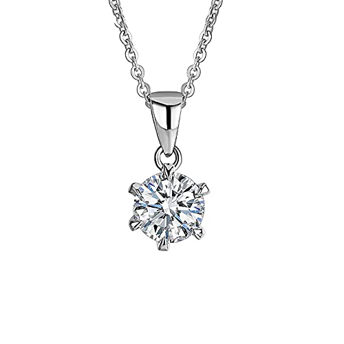 Collier moissanite 1 carat pour femme en argent 925 avec pendentif rond brillant