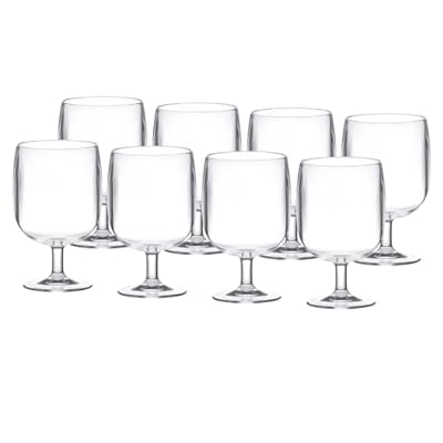 KX-WARE Classic Acrylic All-Purpose Wine Glasses, 12-ounce Plastic Stem Wine Glasses, set of 8 Clear