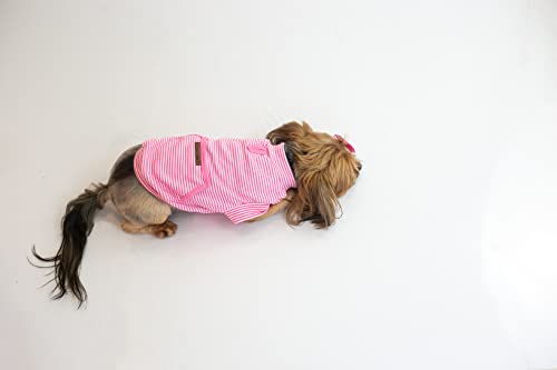 Meu Bicho Camiseta Pocket Listra - Cães E Gatos - - P - Rosa (Pesc 28 X Peit 36 X Comp 28Cm)