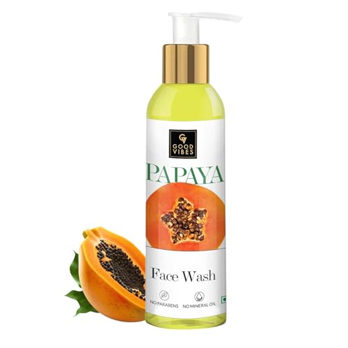 Good Vibes Papaya Face Wash | Gentle Exfoliation & Deep Cleansing | Removes Impurities & Dead Cells | Controls Oil & Refreshes Skin | Suitable for All Skin Types | 6.76 Fl Oz (200ml)