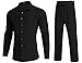 ZSJR Men's 2 Piece Outfits Corduroy Casual Long Sleeve Shirt Pant Sets Fall Fashion Tracksuits Black Small