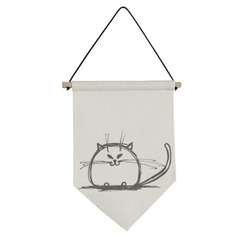 Drapeau en toile chat lourd bouclé suspendre décoration textile murale