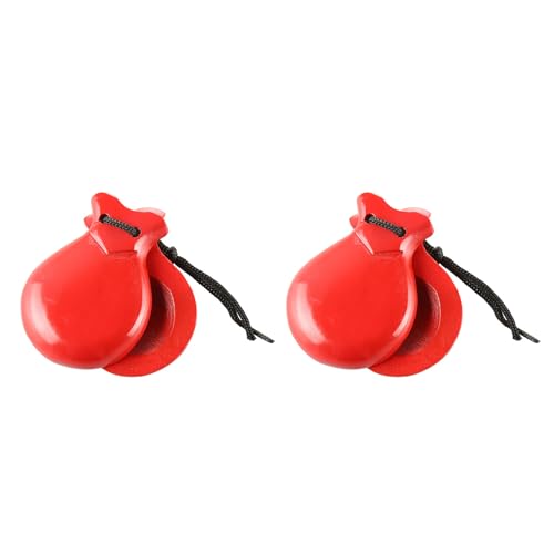 2 Pcs Traditional Flamenco Castanets Spanish Castanets With String Wooden Hand Percussion Music Instrument For Beginner Wood Spanish Castanets Musical Instrument Flamenco Dance Castanets