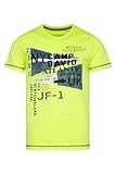 camp david badeshorts xxl kontrastvolle Flatlocknähte Camp David Herren T-Shirt Rundhals mit Print Artwork Neon Lime XXL