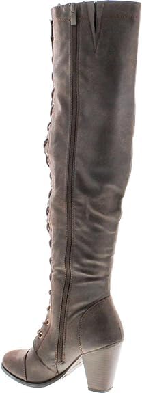 Forever Women's Knee-High Lace-Up Boot Camila-48 Brown Pu 93