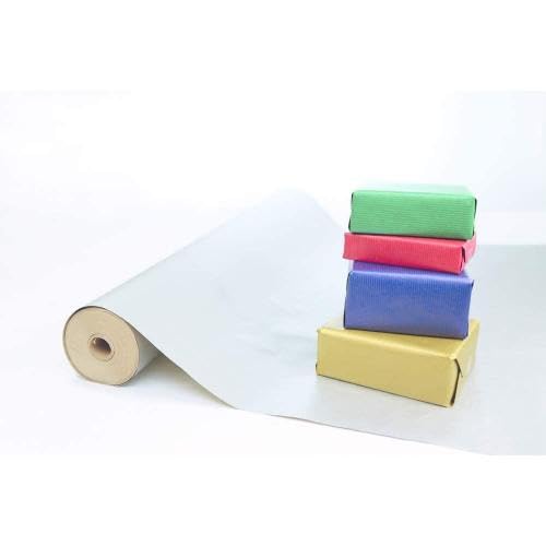 Clairefontaine - Ref 507506C - Nature Kraft Long Roll Wrapping Paper (Single Roll) - 70cm Width x 50m Length, 60gsm Ribbed Kraft Paper - Solid Red Colour