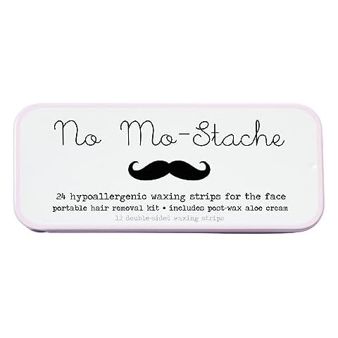 No Mo-Stache Shark Tank Lip Wax Strips for Hair Removal, 24 Hypoallergenic Waxing Strips For Upper Lip, Chin, Eyebrows, and Face Cover