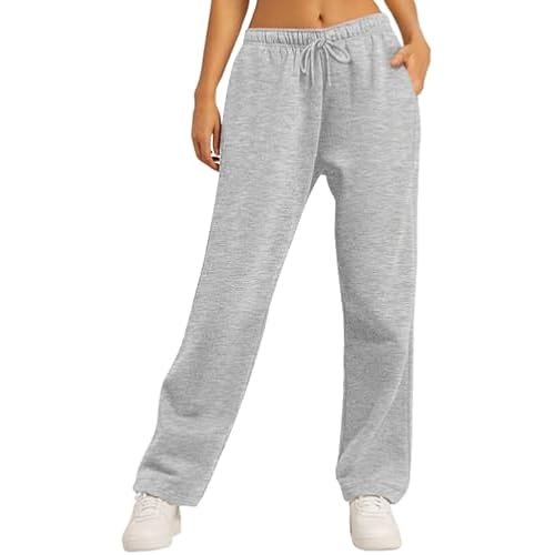AUTOMET Women's Straight Leg Sweatpants Fleece Lounge Pants