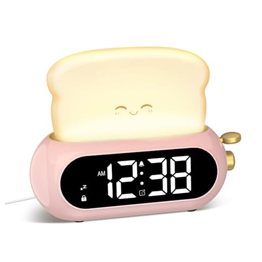 Cute Digital Clock for Bedrooms, Kids Alarm Clocks with Night Light Lamp, 10 Alarm Tones, Adjustable Brightness, Nap Timer, Snooze, Power-off Memory, Bedside Clocks for Girls Kids Teens Birthday Gifts