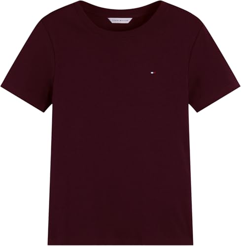 Tommy Hilfiger Damen T-Shirt Kurzarm New Slim Cody Rundhalsausschnitt, Rot (Deep Burgundy), S – Ansicht 5