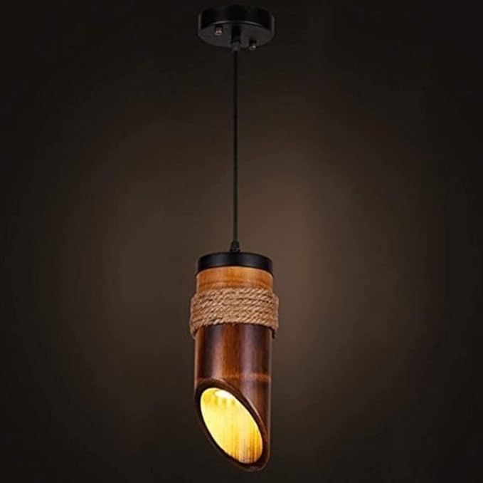 LEGEEN Light Bamboo Hanging Light Pendant Light Celling Light 60W (Brown Color) with Bulb-image-28