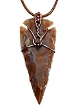 Wire-Wrapped Arrowhead Pendant with Adjustable Leather Cord Necklace (Style 5)