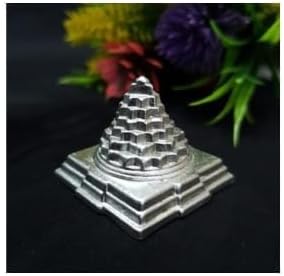 Pure Natural Mercury Parad Shree Yantra Silver Carved Shreeyantra for Pooja Room & Worship - Made in Kashi Mercury Shree Yantra 0.17 Pound Approx