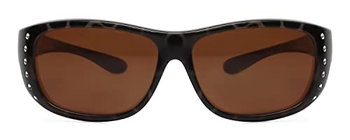Foster Grant Ladies Classic 60mm Fitover Sunglasses Tortoise Crystal/Amber Brown2