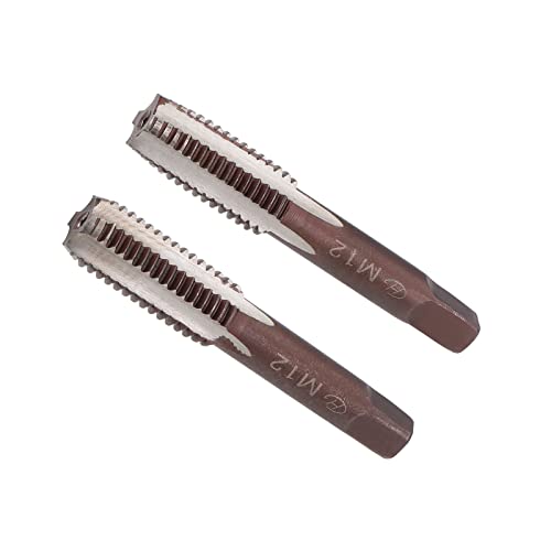 CoCud Hand Threading Taps, M12 x 1.75 Thread, Metric Alloy Tool Steel Screw Tapping Taper Bottom Tap - (Applications: for Machine Thread Repair), 1-Pair