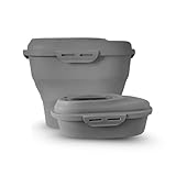 CHEFE Porta Ração para Pets Evolution, Recipiente Expansível 12,5L-25L, Vedação Hermética, Armazena até 10kg, Branco (Cinza)