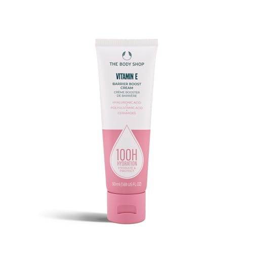 The Body Shop Vitamin E Barrier Boost Cream (1x 50ml), Lightweight Face Moisturiser with Vitamin E, Hyaluronic Acid, Polyglutamic Acid & Ceramides, 100H Hydration for Dry & Very Dry Skin, Vegan