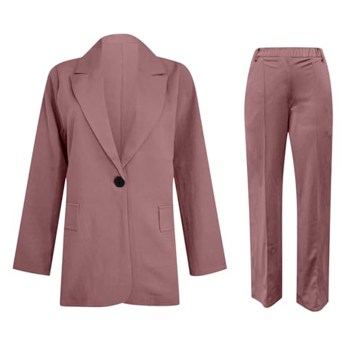 Aniywn Blazer Sets Women 2 Piece Outfits Plus Size Women Business Casual Sets Dressy Blazer Jackets Straight Leg Pants Suits2