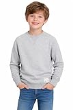 60 % coton, 40 % polyester Sweat-shirt à col rond de qualité supérieure pour garçons et filles - Pull unisexe en coton mélangé, gris chiné, 13 ans