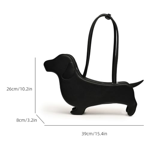 NHJGYSDY Umhängetasche in Form eines Cartoons in Hundeform, PU-Leder, einzigartige Hunde-Form, Geldbörse, Abend-Party-Tasche für Frauen und Mädchen, Schwarz ,