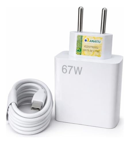 Carregador Turbo 67w Usb-c Compatível com Xiaomi, Samsung, Poco | recarga rápida
