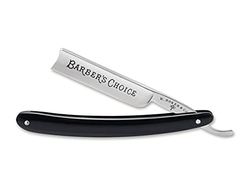 Böker Manufaktur Solingen Barber's Choice Rasiermesser mit einer widerstandsfähigen Kohlenstoffstahl Klinge - schwarze Heft aus Kunststoff
