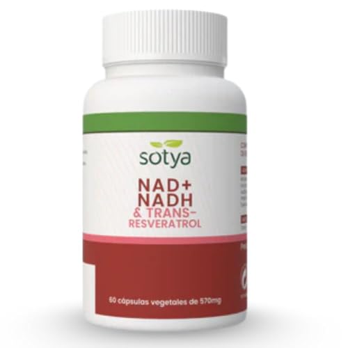 SOTYA NAD+ y Trans Resveratrol en 60 Cápsulas Vegetales de 570mg. NAD Trans Resveratrol Complemento Alimenticio que Combate el Envejecimiento, Cuida la Piel y Potencia la Energía Celular.