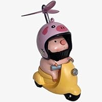 Amazon.co.jp: バイク乗ってるブタちゃん 黄色 車内アクセサリー
