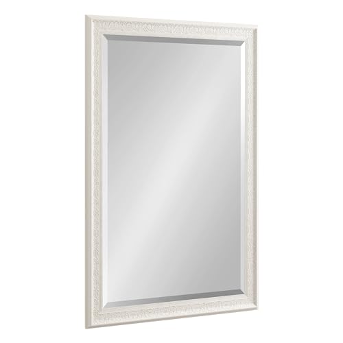Kate and Laurel Alysia Decorative Frame Rectangle Wall Mirror, 28.5x40.5 White