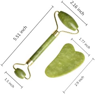 Miniatura 2 de Juego original de rodillo facial de jade natural y Gua Sha rodillo cosmético de belleza herramienta masajeadora de piel facial para masaje facial