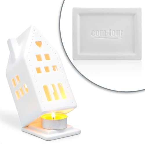 COM-FOUR® tea light house made of porcelain, house made of matt porcelain with tea light base, light house - Image 4