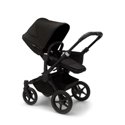 Bugaboo Donkey 5 Mono Complete - Single to Side-by-Side Double Stroller, Multiple Seat Positions - Black/Midnight Black