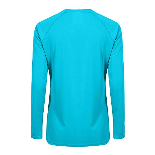 Women's UPF 50+ Sun Protection Long Sleeve Performance Active Top Shirts Fitness Workout Running Sports Leisure T-Shirt (3XL, Sky Blue)